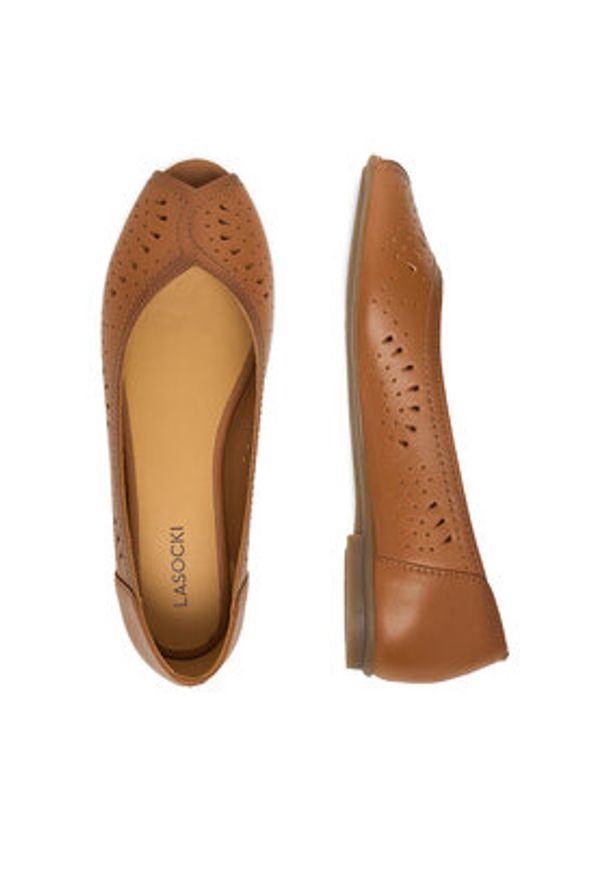 Lasocki Baleriny CEO-WI23-SORANO-16 Brązowy. Kolor: brązowy. Materiał: skóra