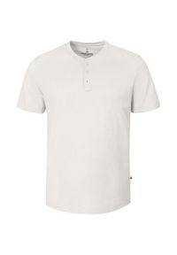 Biały Męski T-Shirt, Dekolt z Guzikami - Pako Jeans. Okazja: na co dzień. Kolor: biały. Materiał: bawełna. Styl: casual
