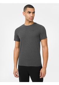 4f - T-shirt regular gładki męski. Kolor: szary. Materiał: dzianina, bawełna. Wzór: gładki