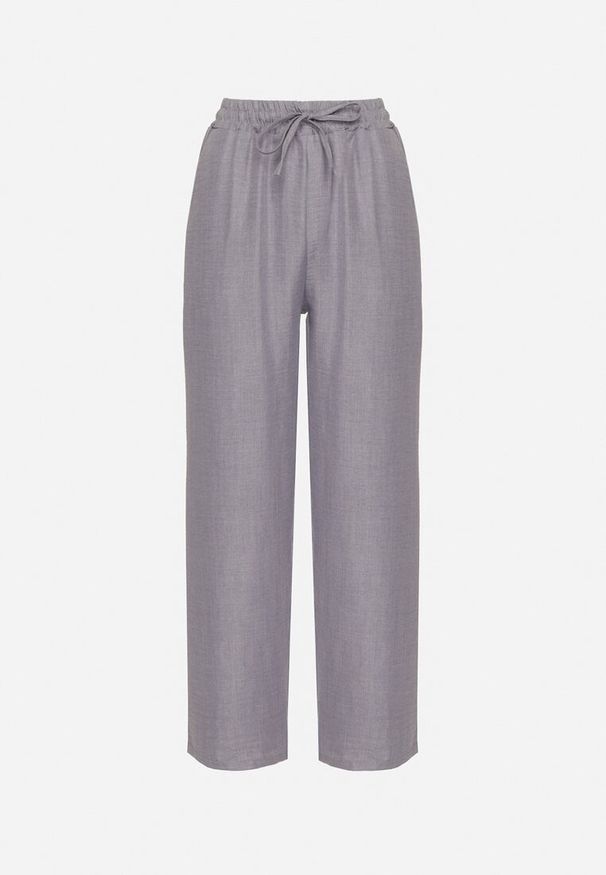 Born2be - Niebieskie Spodnie z Gumką w Talii z Prostymi Nogawkami Rannia. Okazja: na co dzień. Kolor: niebieski. Styl: casual