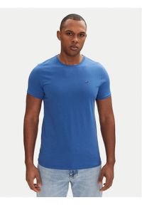 Tommy Jeans T-Shirt DM0DM04411 Niebieski Slim Fit. Kolor: niebieski. Materiał: bawełna