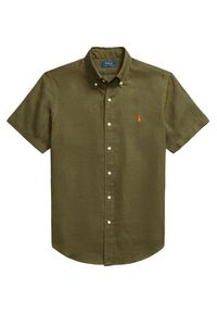 Polo Ralph Lauren Koszula 710968912002 Khaki Custom Fit. Typ kołnierza: polo. Kolor: brązowy. Materiał: len