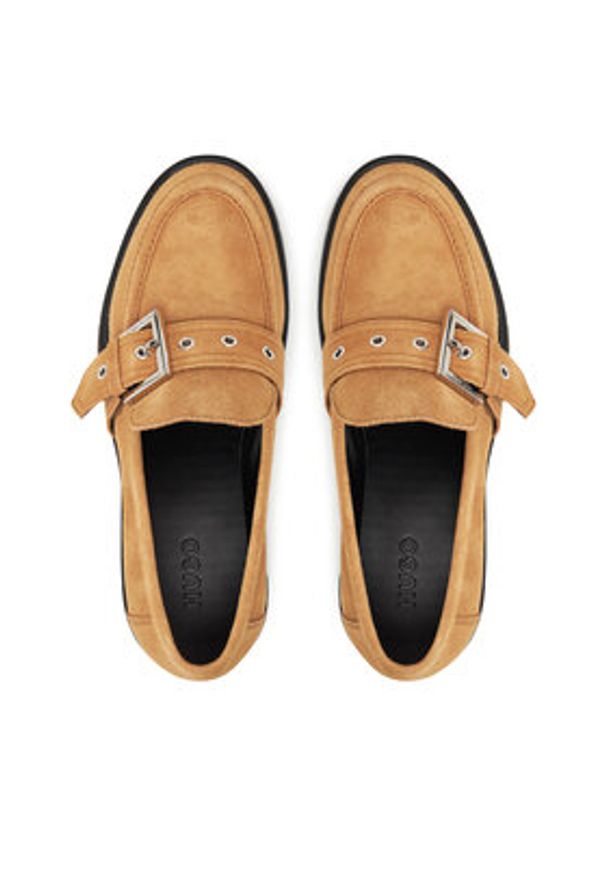 Hugo - HUGO Loafersy 50541731 Beżowy. Kolor: beżowy. Materiał: zamsz, skóra