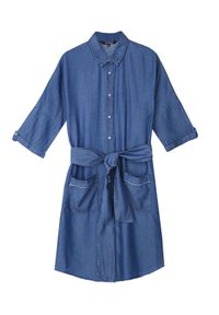 TOP SECRET - Sukienka koszulowa z wiązaniem. Okazja: na co dzień. Kolor: niebieski. Materiał: jeans, tkanina. Długość rękawa: krótki rękaw. Sezon: wiosna, lato. Typ sukienki: koszulowe. Styl: casual, elegancki #8