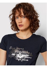 Pepe Jeans T-Shirt Anna PL505121 Granatowy Regular Fit. Kolor: niebieski. Materiał: bawełna #5