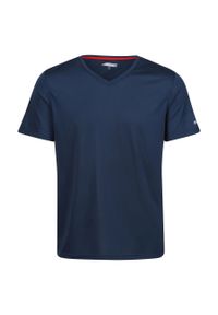 Koszulka z dekoltem w serek Regatta Fingal. Typ kołnierza: dekolt w serek. Kolor: niebieski, szary, wielokolorowy. Sport: turystyka piesza #1