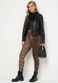 Born2be - Brązowe Panterkowe Wiskozowe Legginsy Vortina. Okazja: na imprezę, na co dzień. Kolor: brązowy. Materiał: wiskoza. Styl: klasyczny, casual, elegancki #3