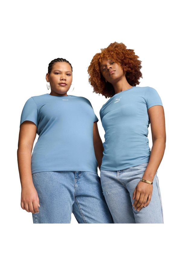 Podkoszulek damskie Puma Classics Slim Tee Zen. Kolor: niebieski. Materiał: bawełna, materiał