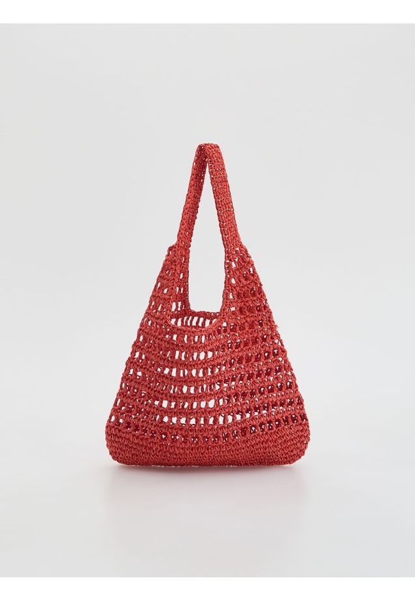Reserved - Pleciona torebka hobo - czerwony. Kolor: czerwony