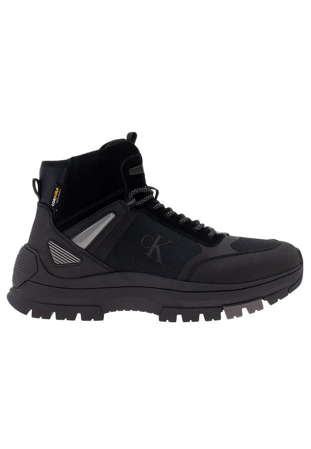 Buty Calvin Klein Jeans Hiking Lace Up Boot Cor YM0YM00762-00T - czarne. Kolor: czarny. Materiał: jeans. Szerokość cholewki: normalna. Wzór: aplikacja
