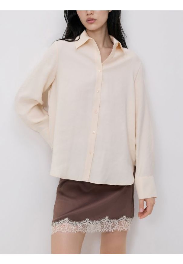 Reserved - Koszula z modalem - złamana biel. Materiał: tkanina