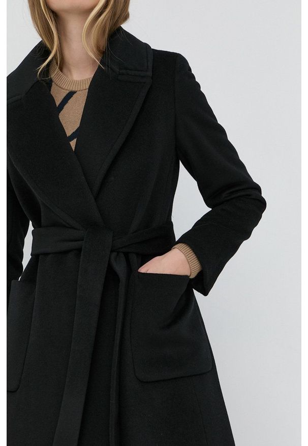 Lauren Ralph Lauren - Płaszcz. Okazja: na co dzień. Kolor: czarny. Materiał: materiał. Wzór: gładki. Styl: klasyczny, casual