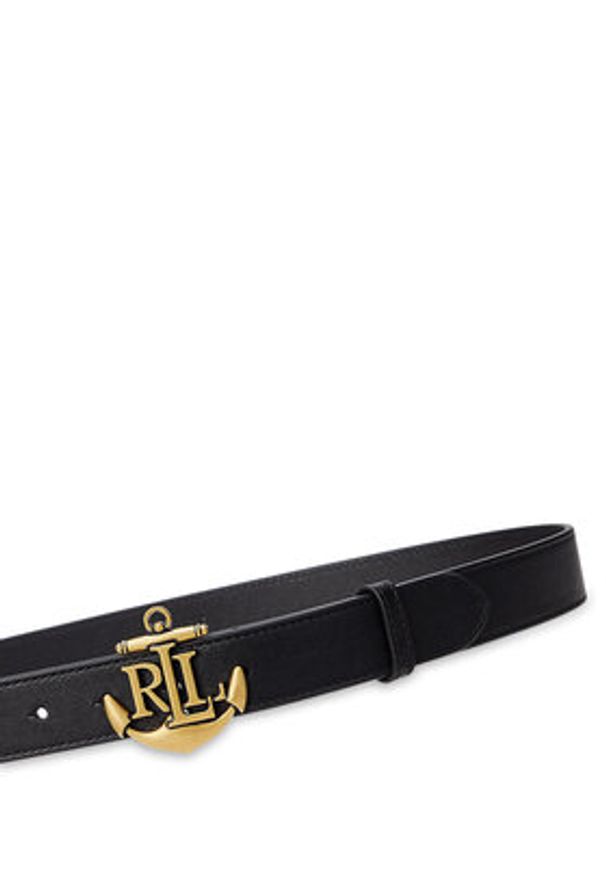 Lauren Ralph Lauren - LAUREN RALPH LAUREN Pasek Damski Anchor-Logo Skinny Leather Belt 412957004001 Czarny. Kolor: czarny. Materiał: skóra