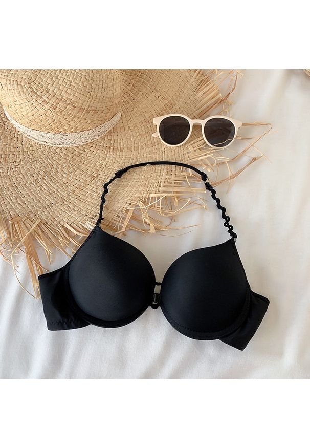 Intica - Biustonosz push-up na szyję z wkładkami uniesienie i wsparcie Liset. Kolor: czarny. Materiał: materiał. Rodzaj stanika: push-up