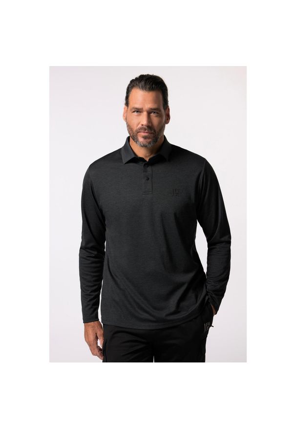 JAY-PI - Męska Koszulka polo z długim rękawem trekkingowa QuickDry do 7 XL. Typ kołnierza: polo. Kolekcja: plus size. Kolor: czarny. Materiał: poliester, materiał. Długość rękawa: długi rękaw. Długość: długie