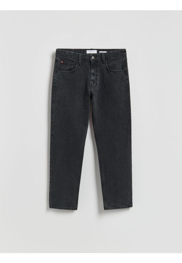 Reserved - Jeansy straight z efektem sprania - szary. Kolor: szary