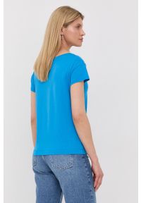 Love Moschino t-shirt bawełniany. Kolor: niebieski. Materiał: bawełna. Wzór: nadruk #5