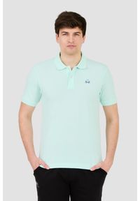 La Martina - LA MARTINA Miętowe męskie polo z małym logo, Rozmiar L. Typ kołnierza: polo. Kolor: zielony #1