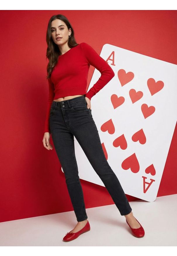 Sinsay - Jeansy skinny - czarny. Kolor: czarny