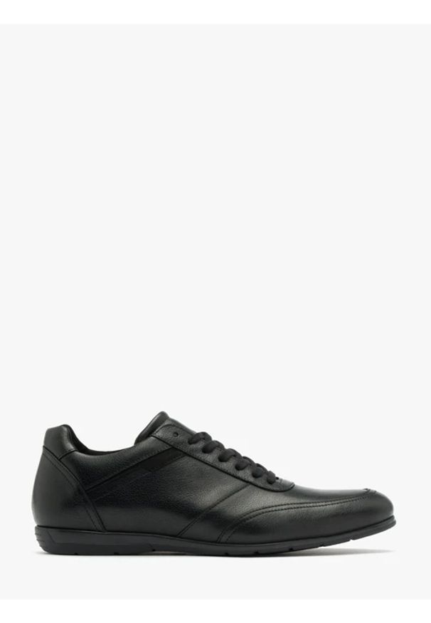 Ryłko - Czarne półbuty męskie. Kolor: czarny. Materiał: skóra. Styl: street, sportowy
