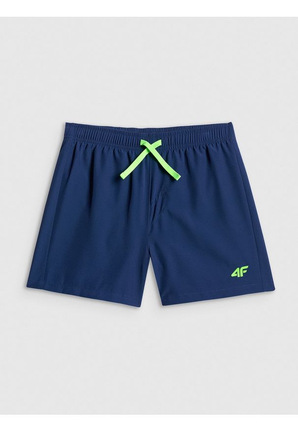 4f - 4F Spodenki plażowe boardshorty chłopięce - granatowe 146/152 (10-12 lat). Kolor: niebieski. Materiał: włókno