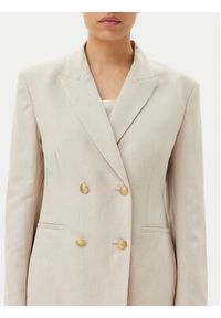 TOMMY HILFIGER - Tommy Hilfiger Marynarka WW0WW45466 Beżowy Regular Fit. Kolor: beżowy. Materiał: len, syntetyk #2