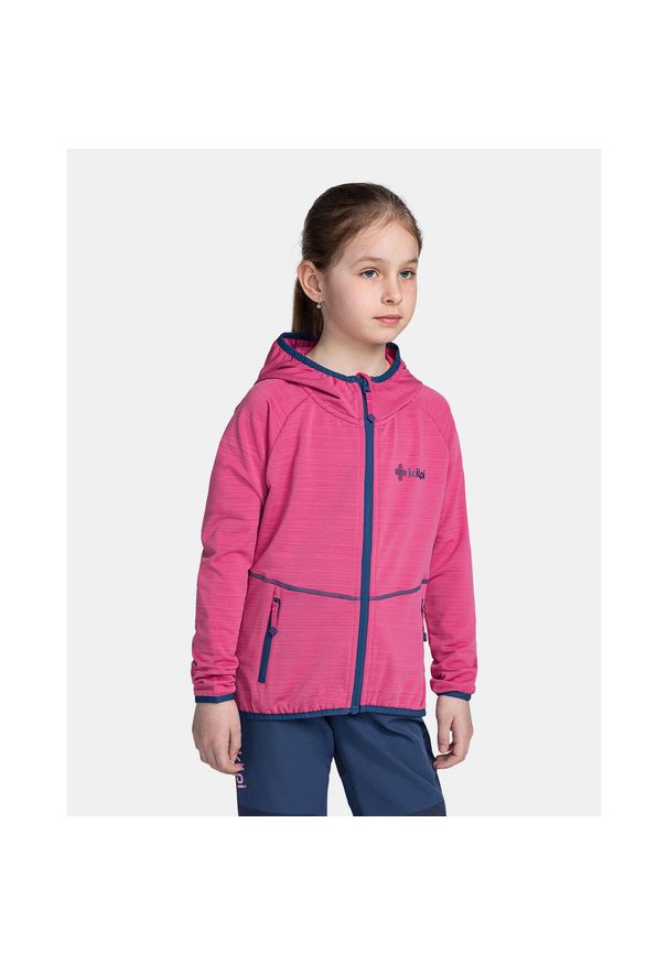 Bluza techniczna dziewczęca Kilpi MEMPHIS-JG. Kolor: różowy, niebieski, wielokolorowy. Materiał: polar. Sport: turystyka piesza