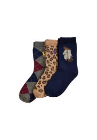 Zestaw 3 par wysokich skarpet dziecięcych Polo Ralph Lauren. Wzór: kolorowy