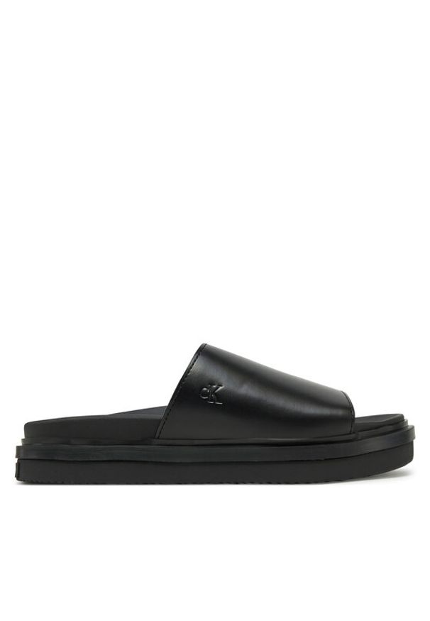 Calvin Klein Jeans Klapki Flat Molded Sandal Slide YW0YW01710 Czarny. Kolor: czarny. Materiał: skóra