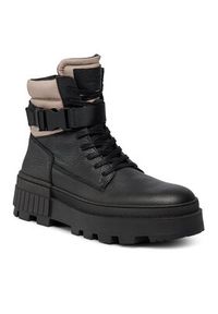 TOMMY HILFIGER - Tommy Hilfiger Trapery Th Elevated Chunky Lth Bkle Boot FM0FM04909 Czarny. Kolor: czarny. Materiał: skóra #4