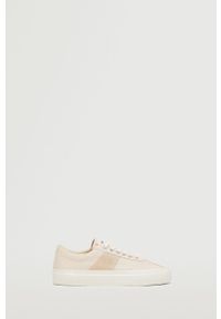 mango - Mango sneakersy Cali kolor beżowy. Nosek buta: okrągły. Zapięcie: sznurówki. Kolor: beżowy. Materiał: guma