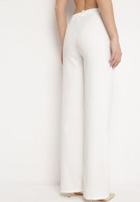 Born2be - Białe Spodnie Garniturowe z Wyższym Stanem i Kieszeniami Zeprra. Stan: podwyższony. Kolor: biały. Styl: elegancki #2
