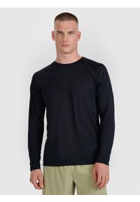 4f - 4F Longsleeve do biegania szybkoschnący męski - czarny L. Kolor: czarny. Materiał: włókno, skóra, materiał. Długość rękawa: długi rękaw. Długość: krótkie