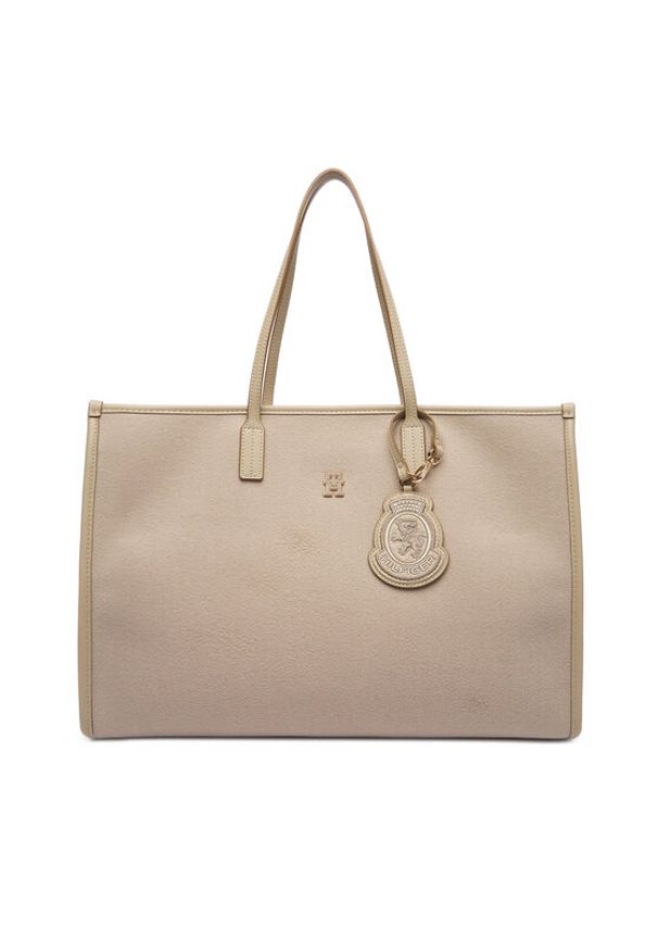 TOMMY HILFIGER - Tommy Hilfiger Torebka Th City Large Tote Melton AW0AW18215 Beżowy. Kolor: beżowy