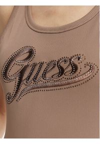 Guess Top W6YP30 K4380 Brązowy jasny Slim Fit. Kolor: brązowy. Materiał: syntetyk #2
