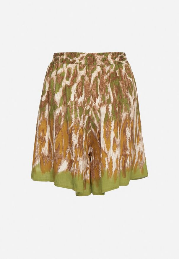 Born2be - Jasnozielone Wiskozowe Szorty z Motywem Panterki Divonea. Okazja: na co dzień. Kolor: zielony. Materiał: wiskoza. Wzór: motyw zwierzęcy. Sezon: lato. Styl: casual