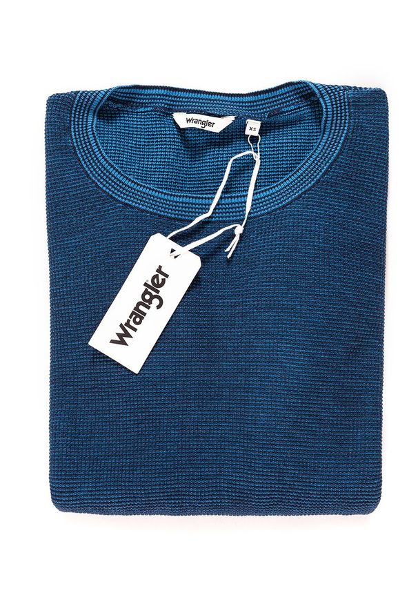Wrangler - DAMSKI SWETER WRANGLER TWO TONE KNIT NAVY W81081P35 112132225. Materiał: dzianina, bawełna