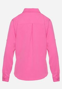 Born2be - Różowa Klasyczna Koszula z Imitacją Kieszeni i Ozdobnymi Tłoczeniami Lallama. Kolor: różowy. Styl: klasyczny #6