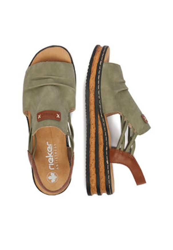 Rieker Sandały CEO-62962-52 Zielony. Kolor: zielony. Materiał: skóra