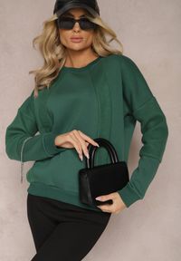 Renee - Zielona Bawełniana Bluza z Łańcuszkiem Eleutia. Kolor: zielony. Materiał: bawełna. Styl: klasyczny #4