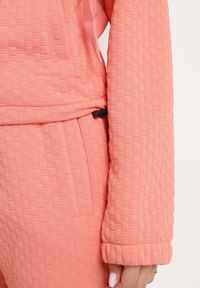 Born2be - Różowy Pikowany Komplet Dresowy z Bawełną Bluza z Kapturem i Spodnie Joggery Evalisseia. Kolor: różowy. Materiał: dresówka, bawełna #3