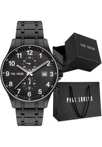 Zegarek męski czarny elegancki na bransolecie Paul Lorens GHOST PL20002B-1A5. Kolor: czarny. Styl: elegancki #1