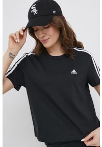 Adidas - adidas T-shirt bawełniany GL0777 kolor czarny. Kolor: czarny. Materiał: bawełna. Wzór: gładki #2