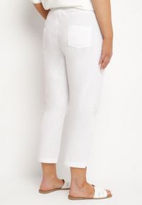 Born2be - Białe Spodnie z Bawełny ze Sznurkami Izeleina. Okazja: na co dzień. Kolor: biały. Materiał: bawełna. Styl: casual #5