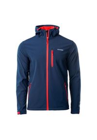 Hi-tec - Kurtka Softshell Męska Caen. Kolor: czerwony, niebieski, wielokolorowy. Materiał: softshell. Sport: turystyka piesza #1