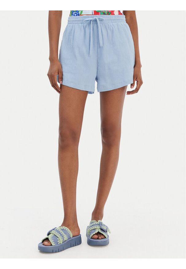 Seafolly Szorty materiałowe Crinkle 55429-SH Błękitny Regular Fit. Kolor: niebieski. Materiał: bawełna