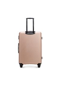 Wittchen - Duża walizka z ABS-u w ukośne paski pudrowy róż. Kolor: różowy. Materiał: poliester. Wzór: paski #8