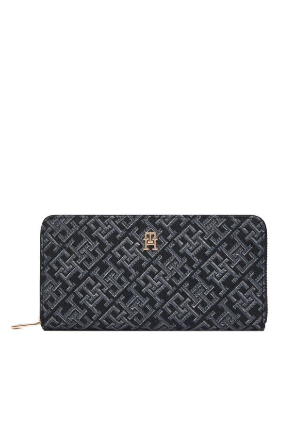 TOMMY HILFIGER - Tommy Hilfiger Duży Portfel Damski Icon Lrg Za Jacquard AW0AW17956 Czarny. Kolor: czarny. Materiał: materiał