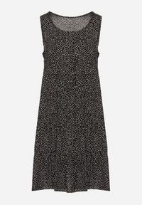 Born2be - Czarna Bawełniana Sukienka w Kropki z Falbanami Zerolia. Okazja: do pracy, na co dzień, na spotkanie biznesowe. Kolor: czarny. Materiał: bawełna. Wzór: kropki. Typ sukienki: proste. Styl: casual, klasyczny, biznesowy #7