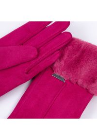 Wittchen - Damskie rękawiczki ze sztucznym futerkiem różowe. Kolor: różowy. Materiał: poliester #2